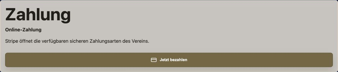 Zahlungsbereich einer Vereinsrechnung mit Online-Zahlung und der Schaltfläche Jetzt bezahlen.
